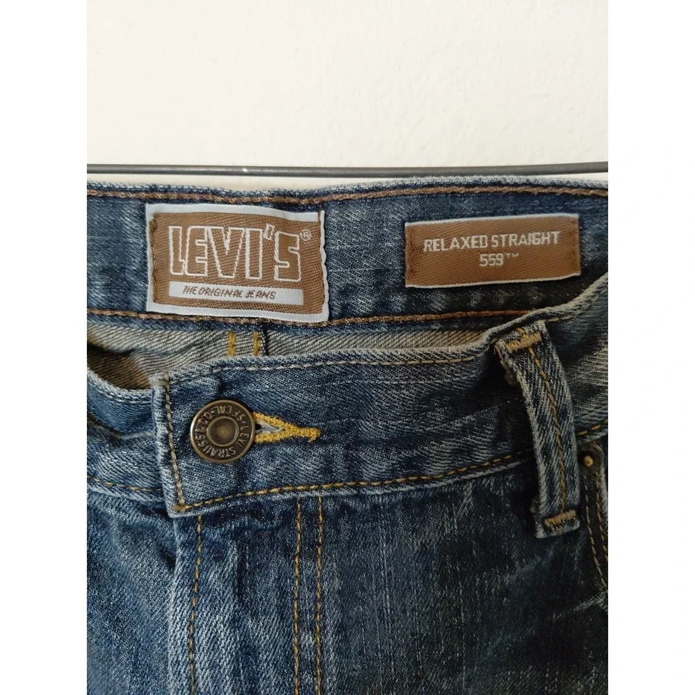 Vintage‎ 00s Levi's 559 Straight Relaxed Wide Leg Blue Jeans Men's Size 36x30